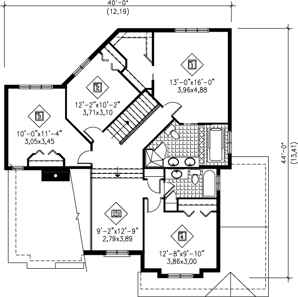 Traditional Floor Plan - Upper Floor Plan #25-2014