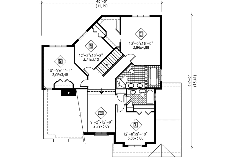 Home Plan - Floor Plan - Upper Floor for Traditional House Plan #25-2014 - 4 bed, 2.5 bath