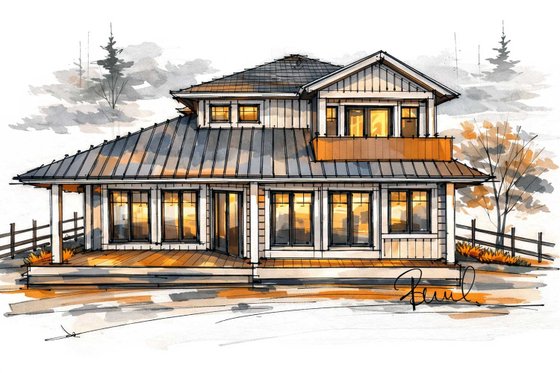 Exterior - Rear Elevation 4 for Country House Plan #1101-60 - 3 bed, 2.5 bath