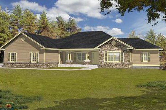 Exterior - Front Elevation for Ranch House Plan #112-140 - 3 bed, 3 bath