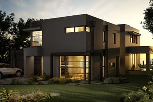 Modern Exterior - Front Elevation Plan #496-17