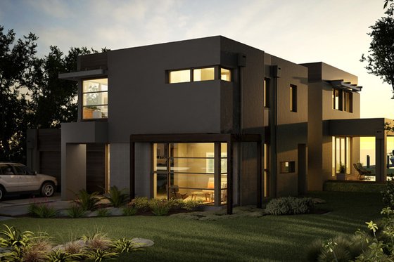 Exterior - Front Elevation for Modern House Plan #496-17 - 4 bed, 2.5 bath