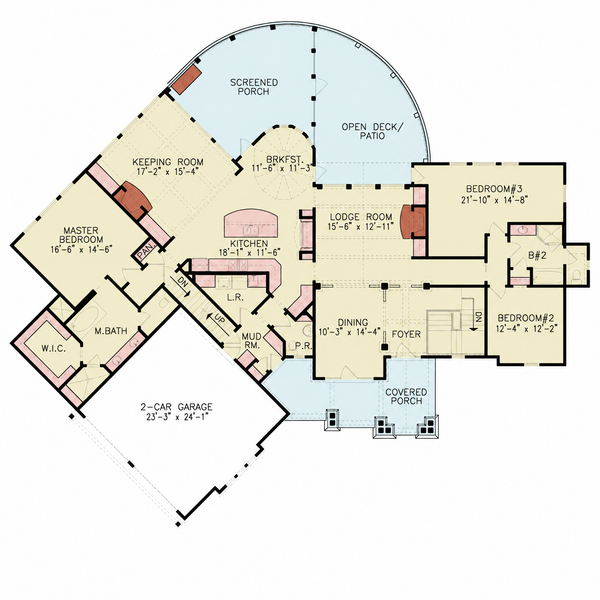 House Plan Design - Floor Plan - Main Floor for Classical House Plan #54-713 - 4 bed, 3.5 bath