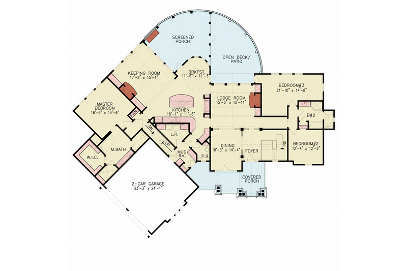 House Plan Design - Floor Plan - Main Floor for Classical House Plan #54-713 - 4 bed, 3.5 bath