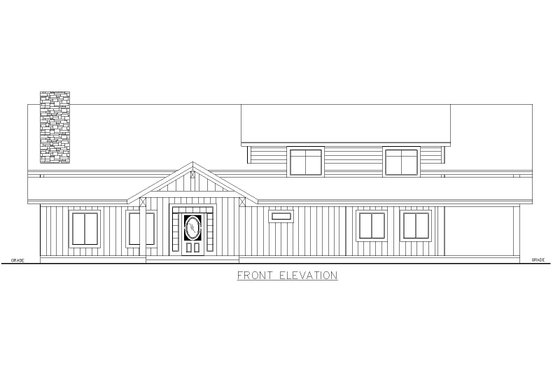Exterior - Front Elevation 3 for Farmhouse House Plan #117-1036 - 5 bed, 3.5 bath