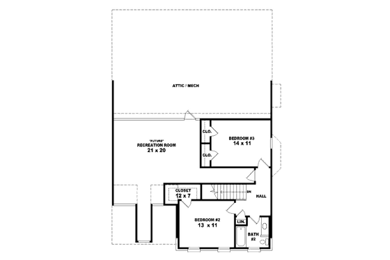 Floor Plan - Upper Floor for Traditional House Plan #81-13885 - 3 bed, 2.5 bath