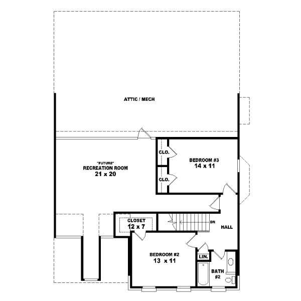 Traditional Floor Plan - Upper Floor Plan #81-13885