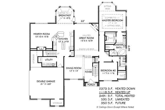 Floor Plan - Main Floor for Traditional House Plan #424-50 - 5 bed, 4 bath