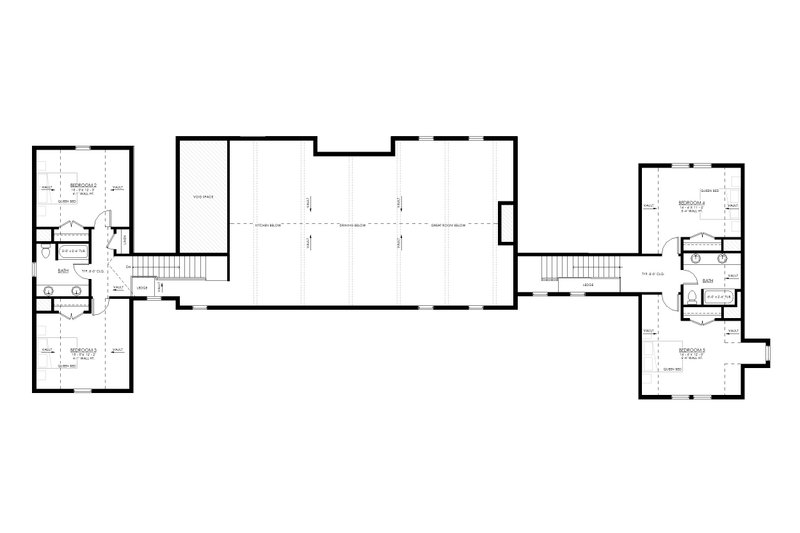House Blueprint - Floor Plan - Upper Floor for Farmhouse House Plan #1114-102 - 5 bed, 4.5 bath