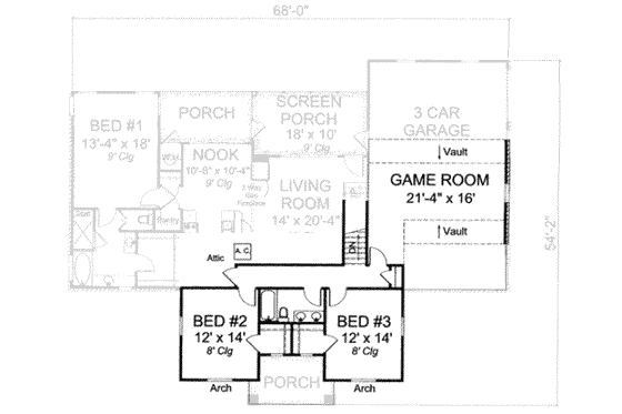 Floor Plan - Upper Floor for Craftsman House Plan #20-1829 - 3 bed, 3 bath