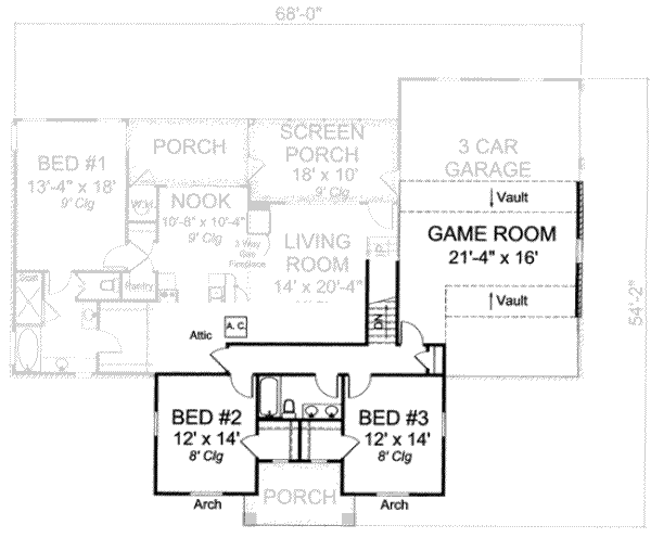 Craftsman Floor Plan - Upper Floor Plan #20-1829