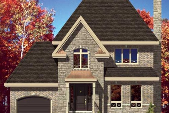 Exterior - Front Elevation for European House Plan #138-281 - 3 bed, 1.5 bath