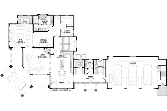 Floor Plan - Main Floor for Craftsman House Plan #928-304 - 4 bed, 3.5 bath