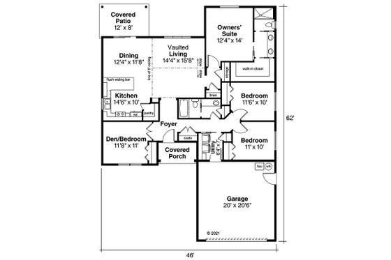 Floor Plan - Main Floor for Traditional House Plan #124-1009 - 4 bed, 2 bath