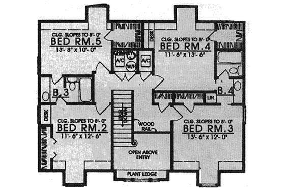 Floor Plan - Upper Floor for Country House Plan #40-101 - 4 bed, 3.5 bath