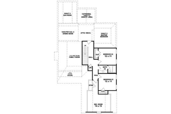 Floor Plan - Upper Floor for Southern House Plan #81-929 - 3 bed, 2.5 bath
