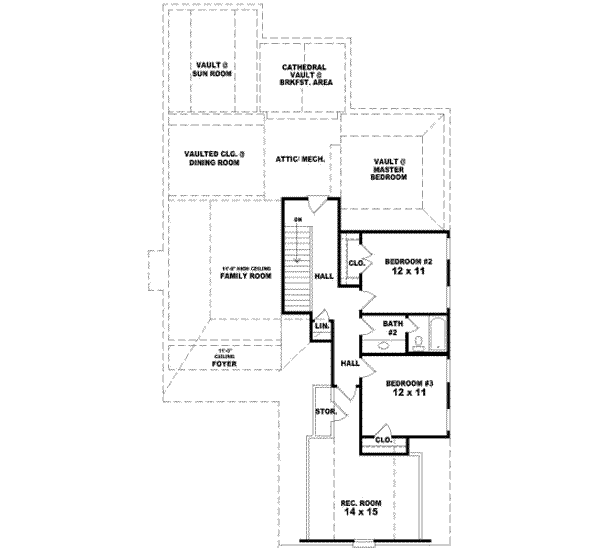 Southern Floor Plan - Upper Floor Plan #81-929