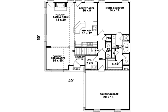 Floor Plan - Main Floor for European House Plan #81-691 - 3 bed, 2.5 bath