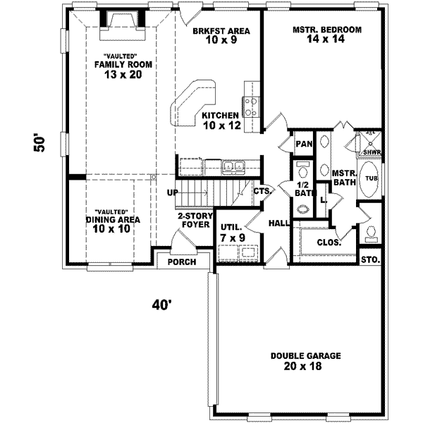 Floor Plan - Main Floor for European House Plan #81-691 - 3 bed, 2.5 bath