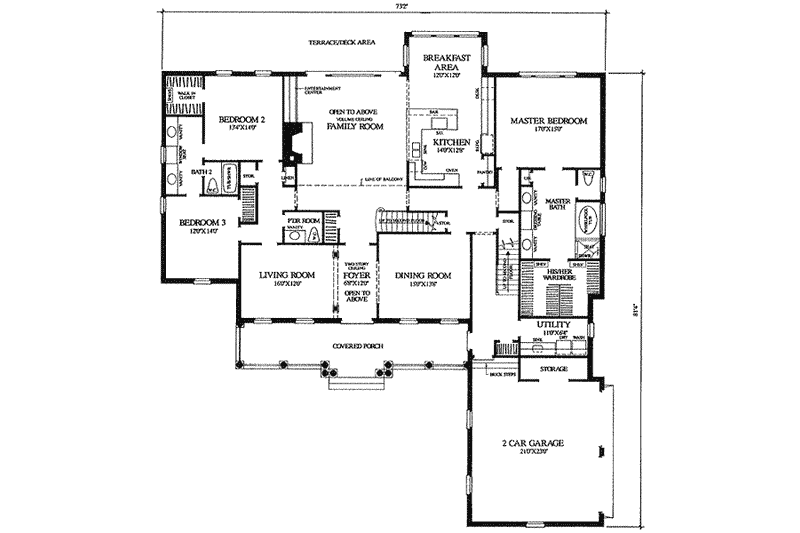 Home Plan - Floor Plan - Main Floor for Colonial House Plan #137-228 - 5 bed, 3 bath