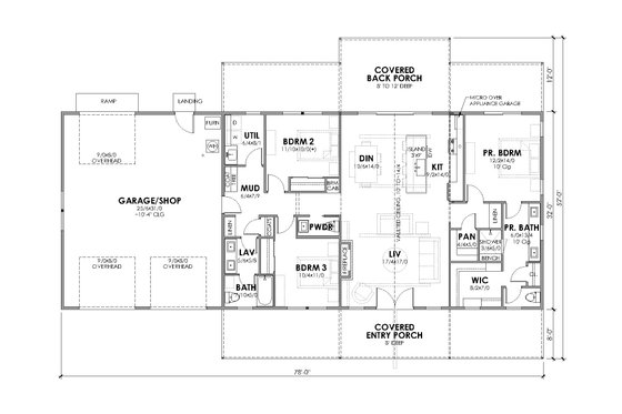 Floor Plan - Main Floor for Ranch House Plan #1105-22 - 3 bed, 2.5 bath
