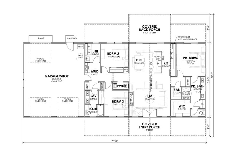 Home Plan - Floor Plan - Main Floor for Ranch House Plan #1105-22 - 3 bed, 2.5 bath