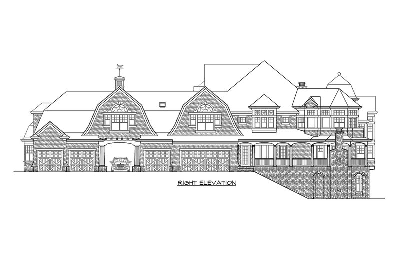 House Blueprint - Exterior - Other Elevation 4 for Colonial House Plan #132-571 - 5 bed, 6.5 bath