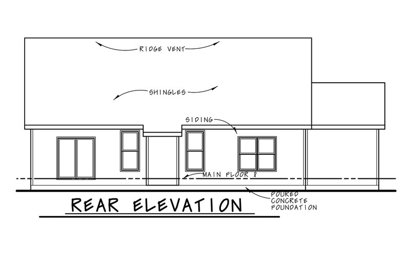 House Design - Exterior - Rear Elevation for Farmhouse House Plan #20-2547 - 3 bed, 2.5 bath