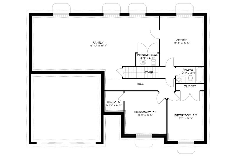 House Design - Floor Plan - Lower Floor for Traditional House Plan #1060-188 - 3 bed, 2 bath
