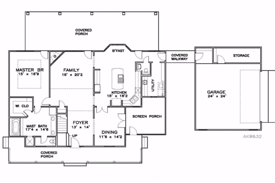 Floor Plan - Main Floor for Southern House Plan #8-167 - 3 bed, 3.5 bath