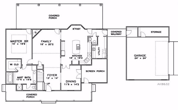 Southern Floor Plan - Main Floor Plan #8-167