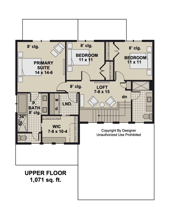 House Blueprint - Craftsman Floor Plan - Upper Floor Plan #51-1450