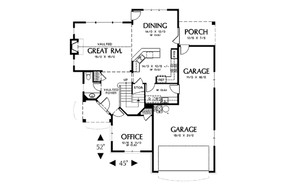 Floor Plan - Main Floor for Traditional House Plan #48-395 - 3 bed, 2.5 bath