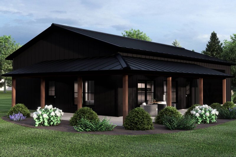 House Design - Exterior - Covered Porch for Barndominium House Plan #1064-299 - 2 bed, 1 bath