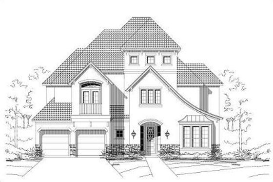Exterior - Front Elevation for Mediterranean House Plan #411-593 - 3 bed, 3.5 bath