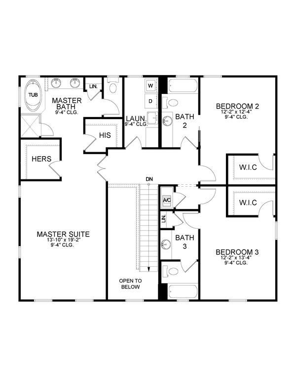 Traditional Floor Plan - Upper Floor Plan #1058-201