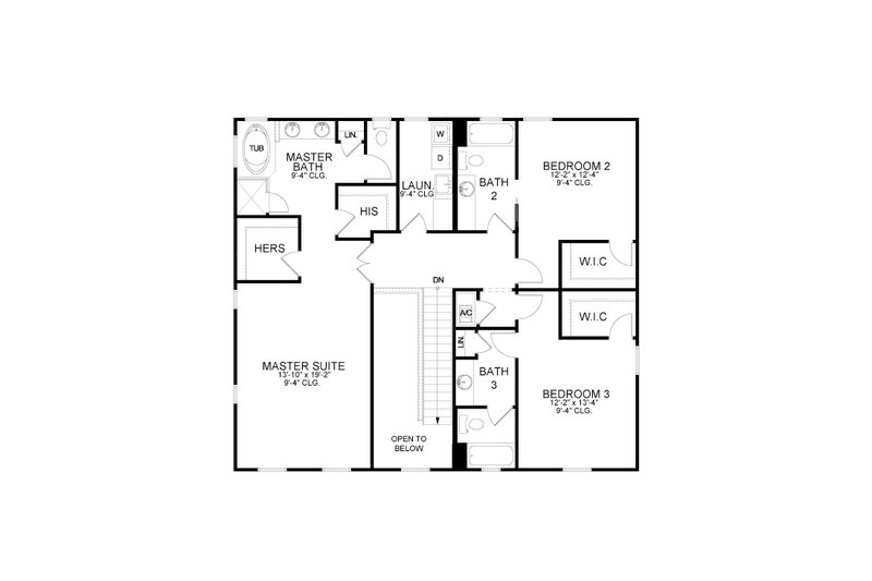 House Blueprint - Floor Plan - Upper Floor for Traditional House Plan #1058-201 - 3 bed, 3.5 bath