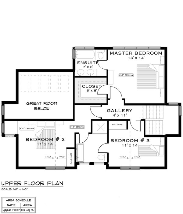 Farmhouse Floor Plan - Upper Floor Plan #1101-19