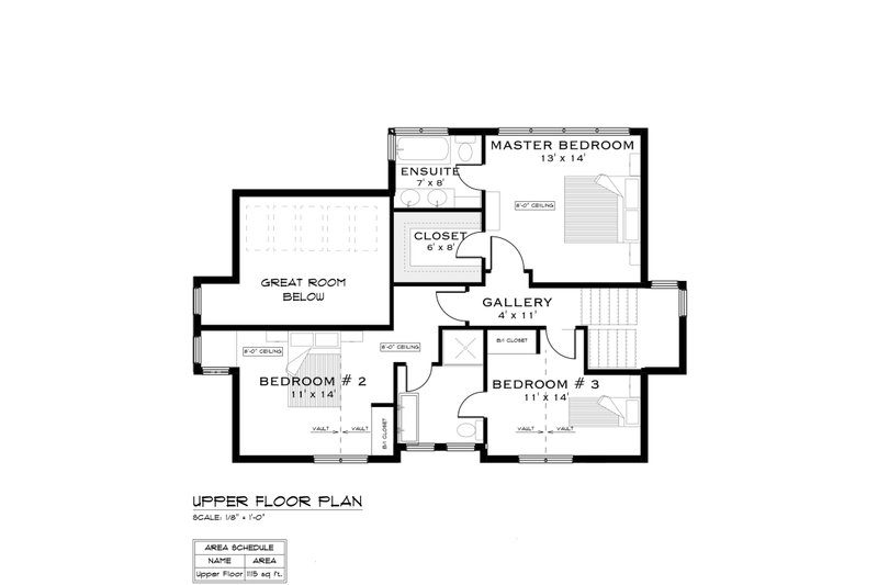 House Design - Floor Plan - Upper Floor for Farmhouse House Plan #1101-19 - 3 bed, 3 bath