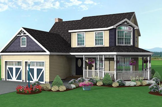 Exterior - Front Elevation for Traditional House Plan #75-128 - 3 bed, 2.5 bath