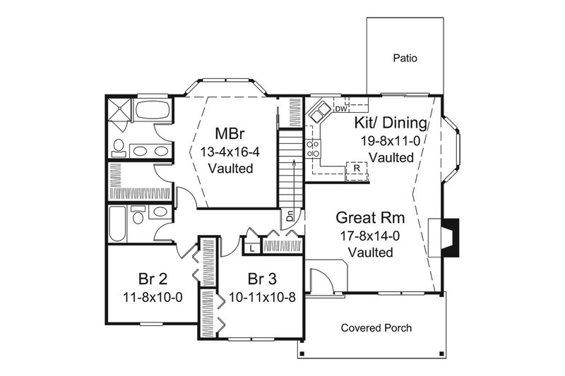 Dream House Plan - Floor Plan - Main Floor for Country House Plan #57-649 - 3 bed, 2 bath