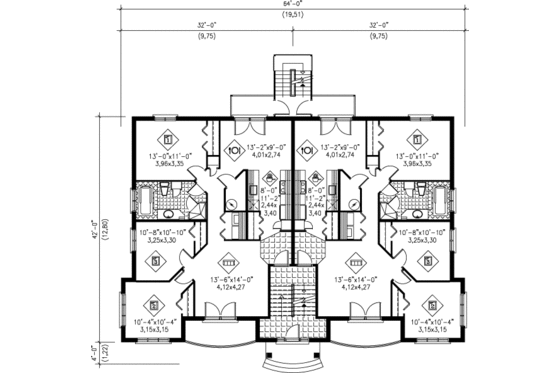 Floor Plan - Main Floor for European House Plan #25-305 - 3 bed, 1 bath