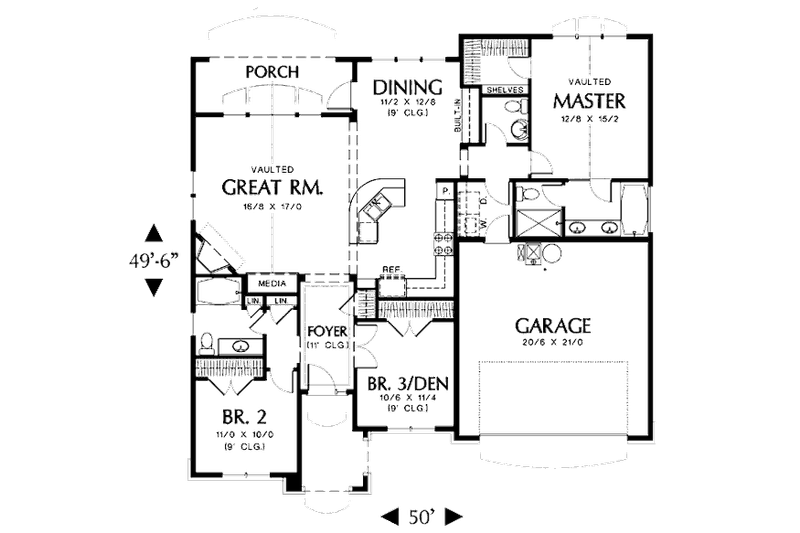 Home Plan - Floor Plan - Main Floor for Traditional House Plan #48-412 - 3 bed, 2.5 bath