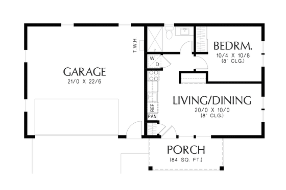 Floor Plan - Main Floor for Cottage House Plan #48-1170 - 1 bed, 1 bath