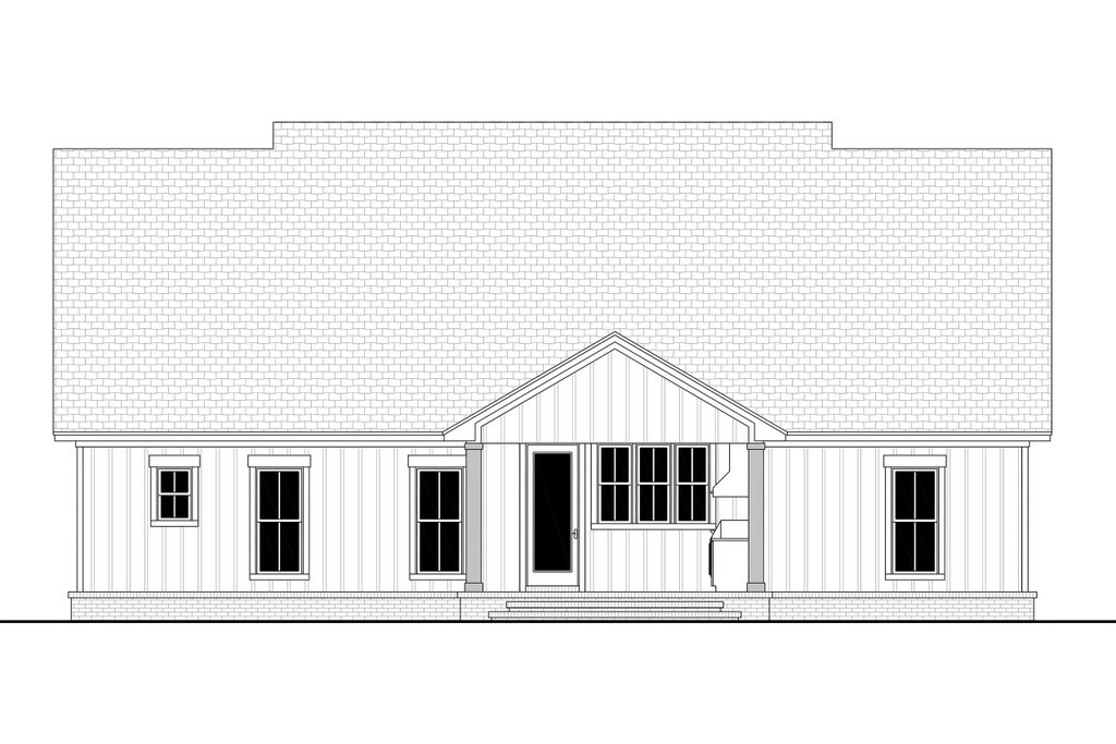 Exterior - Rear Elevation 2 for Farmhouse House Plan #430-442 - 4 bed, 3 bath