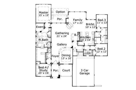 Floor Plan - Main Floor for European House Plan #411-548 - 4 bed, 3.5 bath