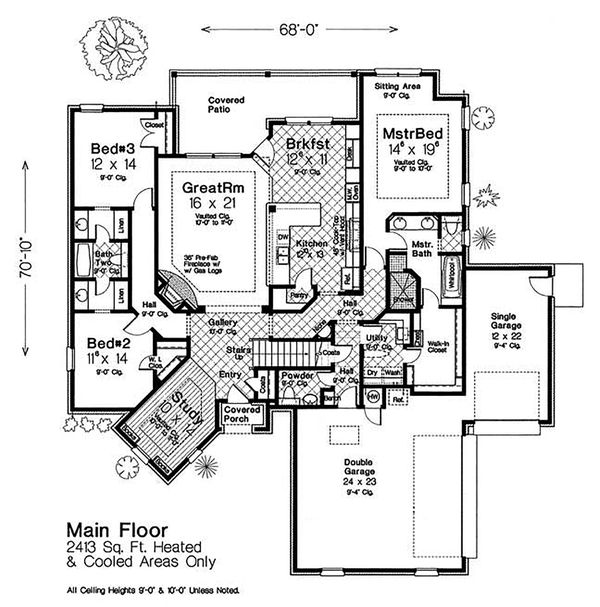 Architectural House Design - Country Floor Plan - Main Floor Plan #310-1316