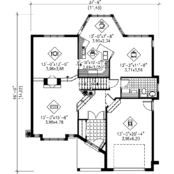 European Floor Plan - Main Floor Plan #25-398