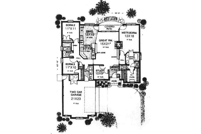 Home Plan - Floor Plan - Main Floor for European House Plan #310-576 - 3 bed, 2 bath