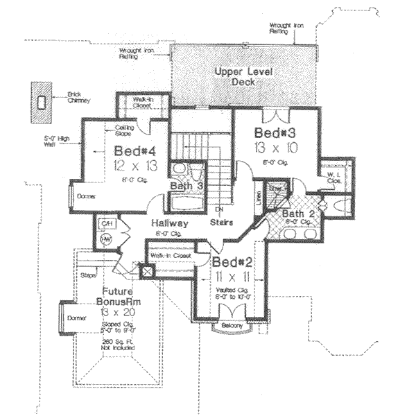 European Floor Plan - Upper Floor Plan #310-388